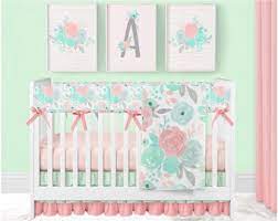Mint Peach Bedding Etsy