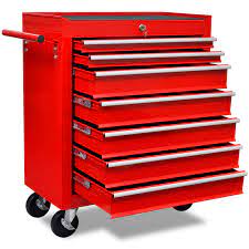 Red Workshop Tool Trolley 7 Drawers Tool Storage Diy Mechanic Tools Storage Boxes