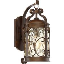 John Timberland Traditional Outdoor Wall Light Fixture Oil Rubbed Bronze Scroll 17 1 2 Amber Hammered Glass For House Porch Patio Target