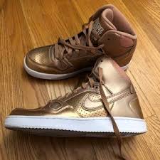 Custom nike air force 1 low embroidered blue rose air force. Nike Shoes Nike Air Force Rose Gold High Tops Poshmark