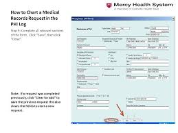 how to chart a medical records request in the phi log ppt