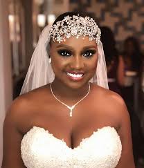 How Stunning Is Our Bride Glowing In Her Statement Crystal Headpiece And Veil Bride Headpiece Short Hair Bride Black Brides Hairstyles