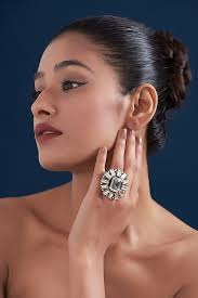 White Rhodium Finish White Crystal Ring by Rhea at Pernia's Pop Up Shop 2025