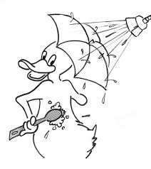 Duck in the garden coloring page download and printable holiday. Cartoon Duck With Umbrella Takes A Shower Coloring Pages Birds Coloring Pages Coloring Pages For Kids And Adults
