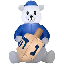 3 Foot Bear With Dreidel Hanukkah Inflatable Decoration Hanukkah Christmas Inflatables Hanukkah Decorations