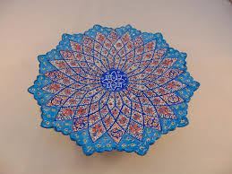 Persian Mina Kari Painted Handmade Fine Art Copper Enamel Plate Wall Hanging Plates On Wall Geometric Art Wall Hanging