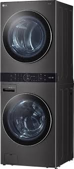 Enjoy the convenience of a washer and dryer in a tower design from lg. Lg 4 5 Cu Ft He Smart Front Load Washer And 7 4 Cu Ft Electric Dryer Washtower With Steam And Built In Intelligence Black Steel Wkex200hba Best Buy