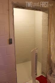 Trial fit blocks to check the sill extends along two sides of the shower and supports the glass block and edge of the fiberglass base. Paint Cinder Block Walls Cinder Block Walls Concrete Block Walls Cinder Block