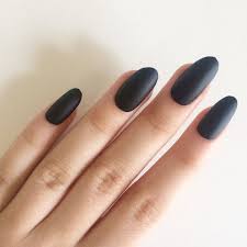 Oval Short Black Almond Shaped Nails Matte Black Oval Nails Hand Painted Acrylic Nails Fake Nails False Nails Stick On Nails Nail Art Arti Oval Acrylic Nails Oval Nails Painted Acrylic Nails