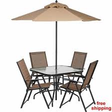 6 Piece Patio Set Folding 4 Chairs Table Umbrella Outdoor Furniture Dinning Pool Discount Patio Furniture Patio Table Patio Dining Furniture