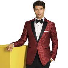 A tuxedo cat, or felix cat, or julius cat is a bicolor cat with a white and black coat.they are called tuxedo cats because they appear to be wearing the type of black tie formal wear commonly known in the united states and canada as a tuxedo. Red Tuxedo Jacket Paisley Pattern With Black Peak Lapel Blazer Prom Wedding Perfect Tux