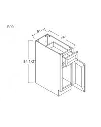 Vanity base cabinet 9 wide, 33 tall, 21 deep. Ice White Shaker Base Cabinet 9 Wide Single Door 1 Drawer 1 Shelf Cabinet Champ