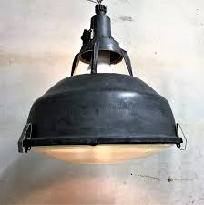 Vintage Industrial Pendant Light With Glass 1960s 100934