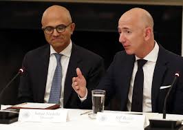 Nadella is the highest paid ceo in the us with a salary of $84.3 million. Microsoft Ceo Satya Nadella Left And Amazon Com Ceo Jeff Bezos Attend A Technology Roundtable At The White House In June The T Microsoft Tech Startups Alexa