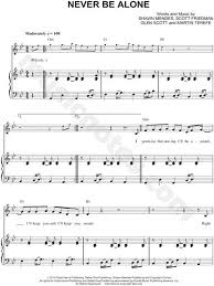 Shawn Mendes Never Be Alone Sheet Music In Bb Major Transposable Download Print Learn Piano Violin Sheet Music Clarinet Sheet Music