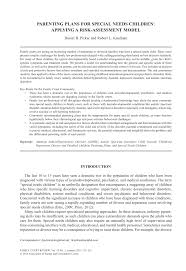 Financial security is one of the most common life goals around the world. Pdf Parenting Plans For Special Needs Children Applying A Risk Assessment Model