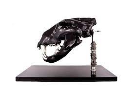 Carbon King Lion Skull Sculpture By F1 Alastair Gibson Articulated Carbon Fibre Bismuth 100 000 Skull Sculpture Mechanical Art Art