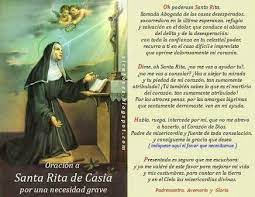 Santa rita de casia, nacida en 1381 y fallecida en 1457, fue canonizada en 1627. Oracion Casos Imposibles Oracion A Santa Rita Oraciones Tarjetas De Oracion