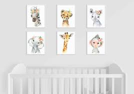 Safari nursery art animal paintings baby animal prints animal watercolor childrens wall decor kids room elephant giraffe zebra lion set of 4. Safari Animal Prints For Girls Nursery The Gift Studio Prints
