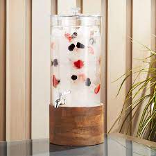 Claro Acrylic Drink Dispenser With Brooks Wood Stand Reviews Crate Barrel