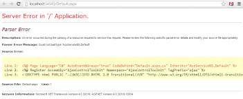 I have tried most ways to solve it but i can't. Localhost Parser Error Server Error In Application Stack Overflow