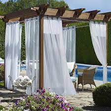 Snowcity Outdoor Sheer Curtains Waterproof For Patio Grommet Top Privacy Custom Sheer Panels Outdoor Sheer Curtain Outdoor Curtains Outdoor Curtain Panels
