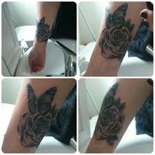 Finally Got My First Tattoo Love It Butterfly Rose Tattoo Black Grey Tattoo Wrist Tattoo Flutterby Trendy Tattoos Rose Tattoos Butterfly Tattoo