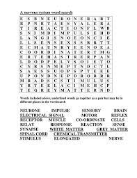 Wordsearch For Keywords Connected To Nerves Teaching Resources