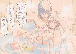 2boys angel devil (chainsaw man) bathtub blush chainsaw man feet  hayakawa aki wholesome yaoi 