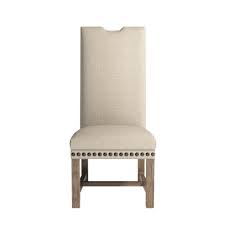 Lompret Linen Dining Chair Notched Top Extra Large Nailheads Tall Back Linen Dining Chairs Dining Chairs Chair