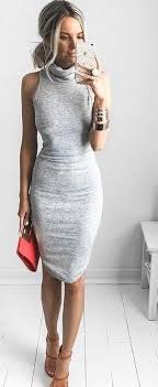 Grey Dress Turtleneck Sleeveless In Grey Fashion Clothes Style