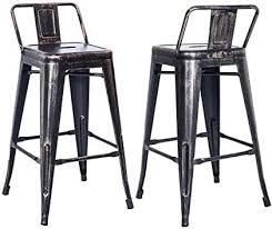Zehuoge 32 Barstool Set Of 2 Low Back Indoor And Outdoor Metal Chair Water Resistant And Rust Resistant Easy To In In 2020 Bar Stools Metal Chairs Side Chairs Dining