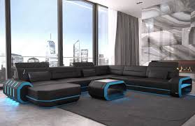 Leather Sectional Sofa Xl Roma Big Cornersofa Design Couch Led Lighting Usb Sofa Design Modern Leather Sofa Living Room Sofa