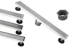 Shower Linear Drain 32 Inch A Square Checker Pattern Grate A Brushed 304 Stainless Steel A Bonus 2 In 1 Rever Linear Drain Checkered Pattern Shower Drain