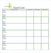 Download these 30 free wedding guest list templates to help you prepare your own wedding guest list quickly. 13 Guest List Templates Wedding Party Events Word Excel Templates