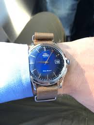Orient Bambino V4 On Worn And Wound Adpt Cyote Nato Strap