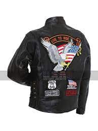 American Eagle Logo Live To Ride Motorcycle Rider Black Leather Jacket Motorcycle Jacket Mens Motorcycle Jacket Leather Motorcycle Jacket