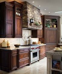 Dark Kitchen With Stone Range Beautiful Walnut Cabinets Eclectic Kitchen Home Kitchens Home