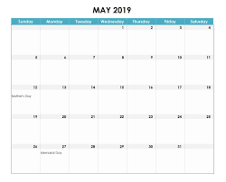 May 2019 Excel Calendar 2019 2019calendar 2019excelcalendar May Excel Calendar Excel Calendar Template Calendar