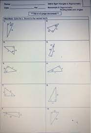 Solutions key 8 right triangles and trigonometry. Solved Unit 8 Right Triangles Trigonometry Name Date Chegg Com