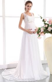 Besser sind solche mit breiten trägern, da auch die brust in der schwangerschaft wächst. Standesamt V Ausschnitt Umstandsmode Brautkleid Schwanger Empire Lang Chiffon