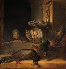 stilleven met pauwen rembrandt van rijn op canvas behang poster en meer rembrandt schilderijen pauwen schilderij rembrandt