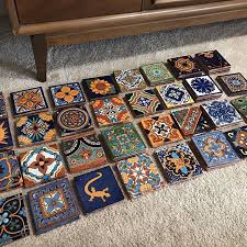 Box Of 100 Mexican Talavera Tiles Handmade Assorted Designs Mexican Ceramic 4x4 Inch In 2020 Talavera Tiles Bohemian Tiles Mexican Tile Art