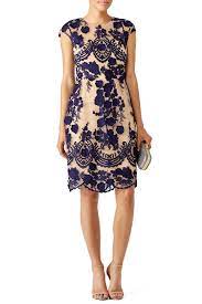 Marchesa Notte Navy Mena Dress Dresses Cocktail Dress Floral Blue Dress