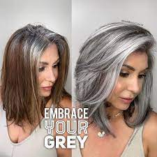 Embrace Your Grey Check The Link Below On How I Did It Gray Hair Highlights Hair Styles Grey Hair Transformation