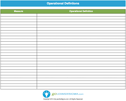 Operational Definition Template Example Operational Definition Definitions Lean Sigma