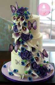 Verbena bonariensis (brazilian verbena) the final flower that should have lots of purple persuasion in your butterfly garden is verbena bonariensis. Ivory Cake With Purple Flowers Butterflies Cake Beautiful Cakes Cake Decorating