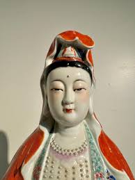 Chinese Famille Rose Enameled Porcelain Guanyin, Zeng Longsheng, 1980's,  China For Sale at 1stDibs