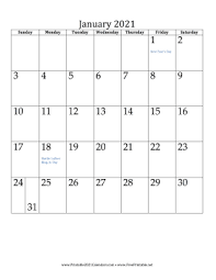 Get a4 size calendar for year 2021. Printable January 2021 Calendar Vertical