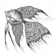 Ink Drawing 8x8 Original Art Fish Black Lace By Aurorawings Fish Drawings Art Ink Drawing